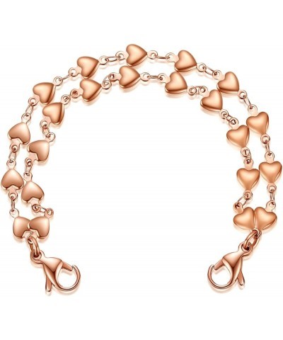 Heart Link Stainless Steel Interchangeable Medical Alert Bracelet Rose gold Double 6.0 Inches $12.31 Bracelets