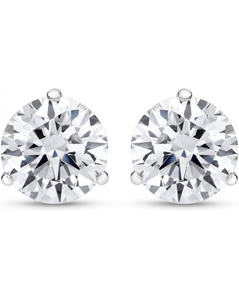 Natural Round Brilliant Solitaire Diamond Stud Earrings for Women 3 Prong Martini Cocktail Push Back (G-H Color SI2-I1 Clarit...