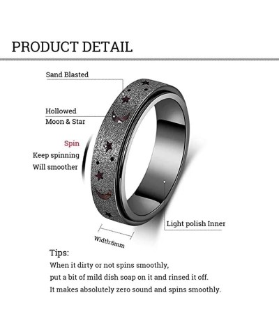 Titanium Steel Anxiety Fidget Ring Spinner Ring Silver Plated Moon Stars Frosted Anti Anxiety Relief Ring Party Jewelry Birth...