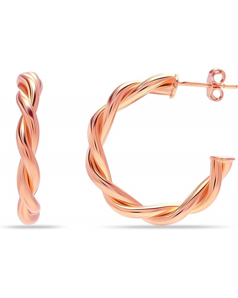 Charmsy 925 Sterling Silver Post Twisted Small C Hoop Earring | Rose Gold, White Gold and Yellow Gold Demi-Fine Earrings for ...