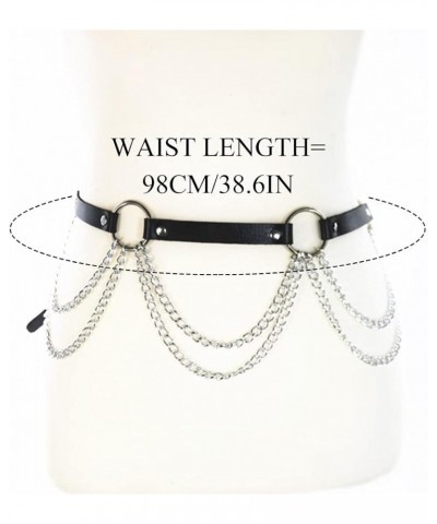 Punk Waist Chain Belts Leather Gothic Layered Rave Belly Body Chains Jewelry for Women Sexy Black-4 $11.05 Body Jewelry