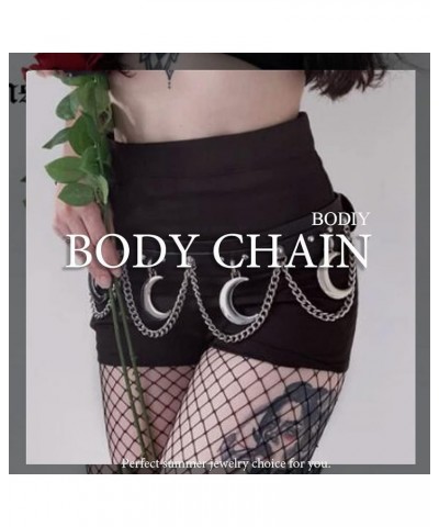 Punk Waist Chain Belts Leather Gothic Layered Rave Belly Body Chains Jewelry for Women Sexy Black-4 $11.05 Body Jewelry