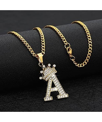 Cubic Zircon Crown Alphabet Necklace For Women Stainless Steel Gold Color A-Z Initial Letter Pendants Necklaces Wedding Jewer...