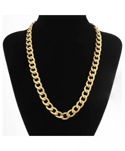 Gold Chain Necklace, 22 Inch Golden Ultra Luxury Looking Feeling Real Solid 14K Gold plated Curb Fake Neck Chain for Party Da...