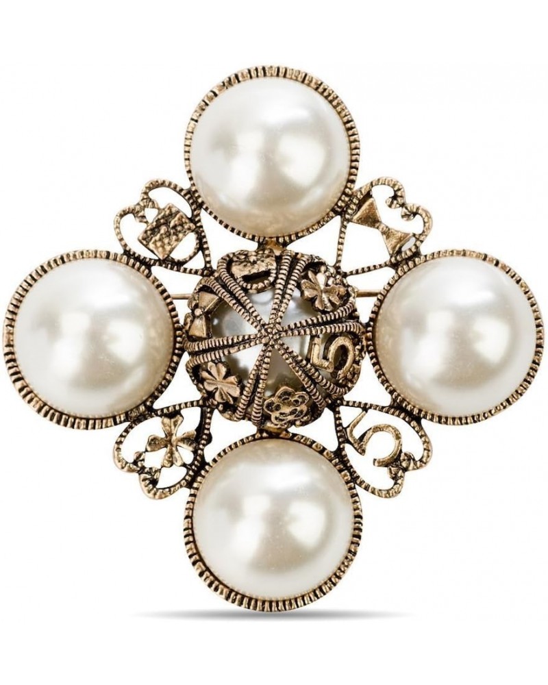 designer faux imitation pearl statement brooch pin for women Gold five $11.97 Brooches & Pins