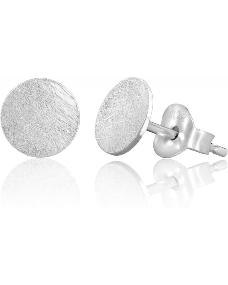 Sterling Silver Circle Stud Earrings Matte $8.19 Earrings