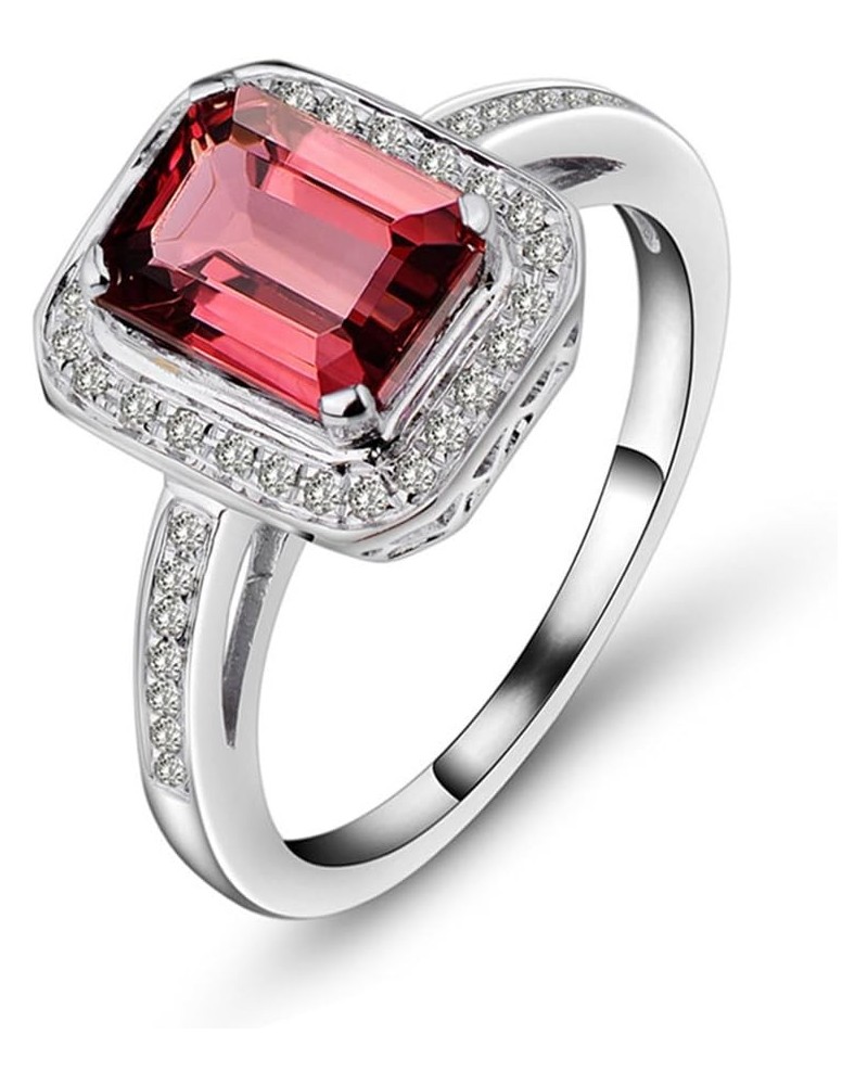 Solid 14K White Gold Pink Tourmaline Diamond Ring Wedding Band for Women tourmaline 5 $139.20 Others