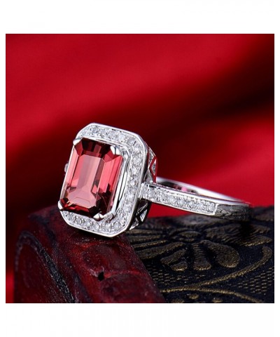 Solid 14K White Gold Pink Tourmaline Diamond Ring Wedding Band for Women tourmaline 5 $139.20 Others