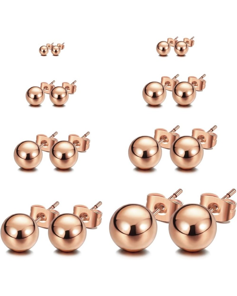 Ball Earrings 316L Surgical Steel Earrings Round Ball Stud Earrings Set for Women Girls 15. Rose Gold, 2-8mm, 10mm $8.23 Earr...