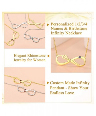 Personalized Infinity Necklace for Women with 1-4 Names Custom 18K Gold Plated 925 Sterling Silver/Stainless Steel Infinity L...