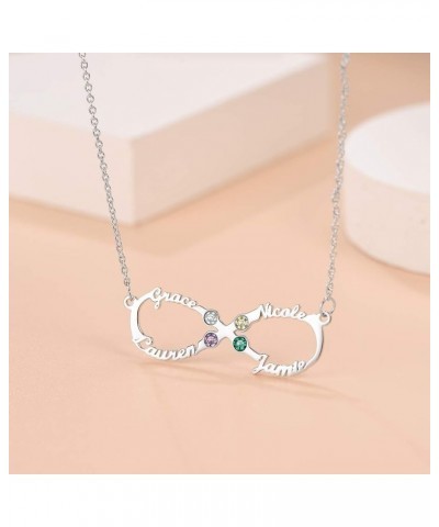 Personalized Infinity Necklace for Women with 1-4 Names Custom 18K Gold Plated 925 Sterling Silver/Stainless Steel Infinity L...