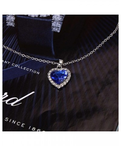 Crystal Gemstone Heart Necklace Classic Sapphire Pendant Necklace Jewelry for Women Girls Style-1 $8.39 Necklaces