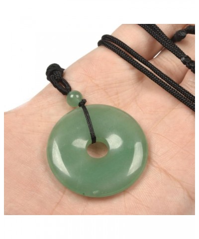 Peace Donut Healing Crystal 40mm Circle Coin Shaped Stone Pendant Adjustable Braided Cord Necklace 28 Inch Green Aventurine $...