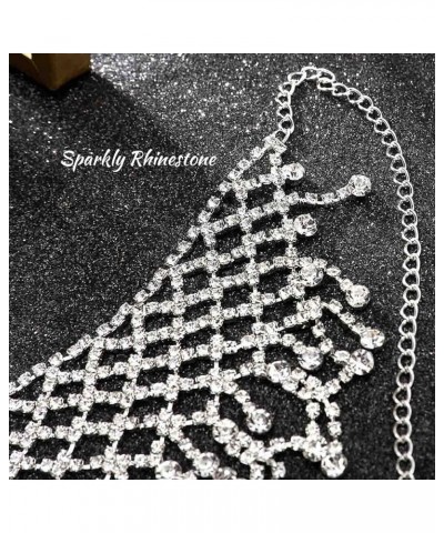 Rhinestone Necklace Crystal Choker Necklaces Prom Necklace Chain Party Neck Jewelry for Women Silver $8.82 Necklaces