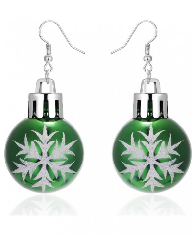 Christmas Earrings for Women Green Christmas Ball Dangle Earrings Trendy Lightweight Snowflake Ball Ornament Holiday Party Ea...