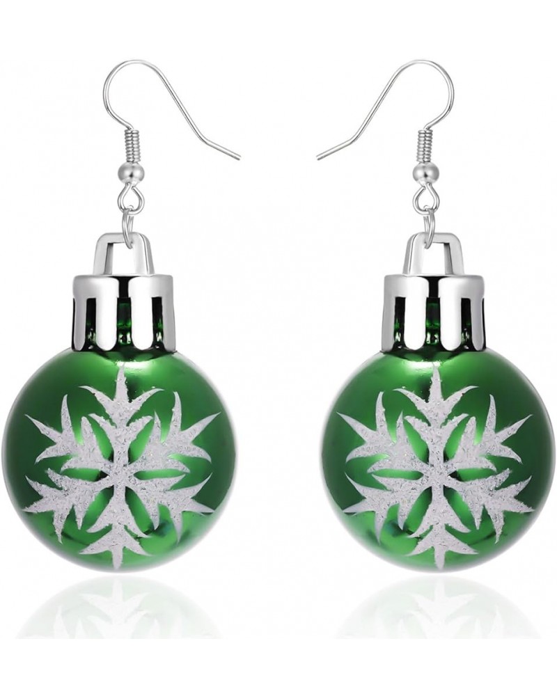 Christmas Earrings for Women Green Christmas Ball Dangle Earrings Trendy Lightweight Snowflake Ball Ornament Holiday Party Ea...