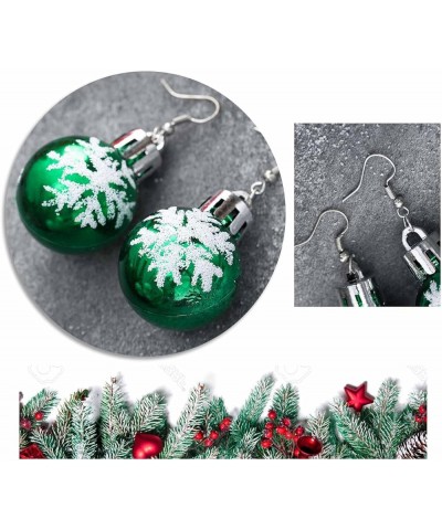 Christmas Earrings for Women Green Christmas Ball Dangle Earrings Trendy Lightweight Snowflake Ball Ornament Holiday Party Ea...