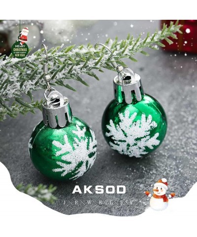 Christmas Earrings for Women Green Christmas Ball Dangle Earrings Trendy Lightweight Snowflake Ball Ornament Holiday Party Ea...