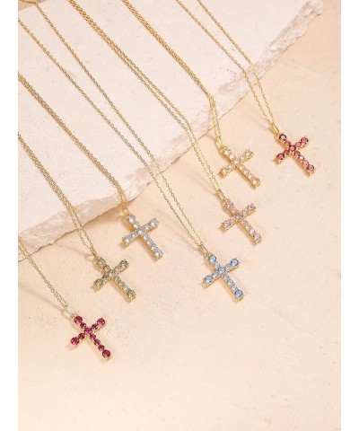 Cross Necklace for Women Cross Chain Necklace Sterling Silver Cubic Zirconia Gold Cross Necklace for Women Girls 10.Oct_Morga...