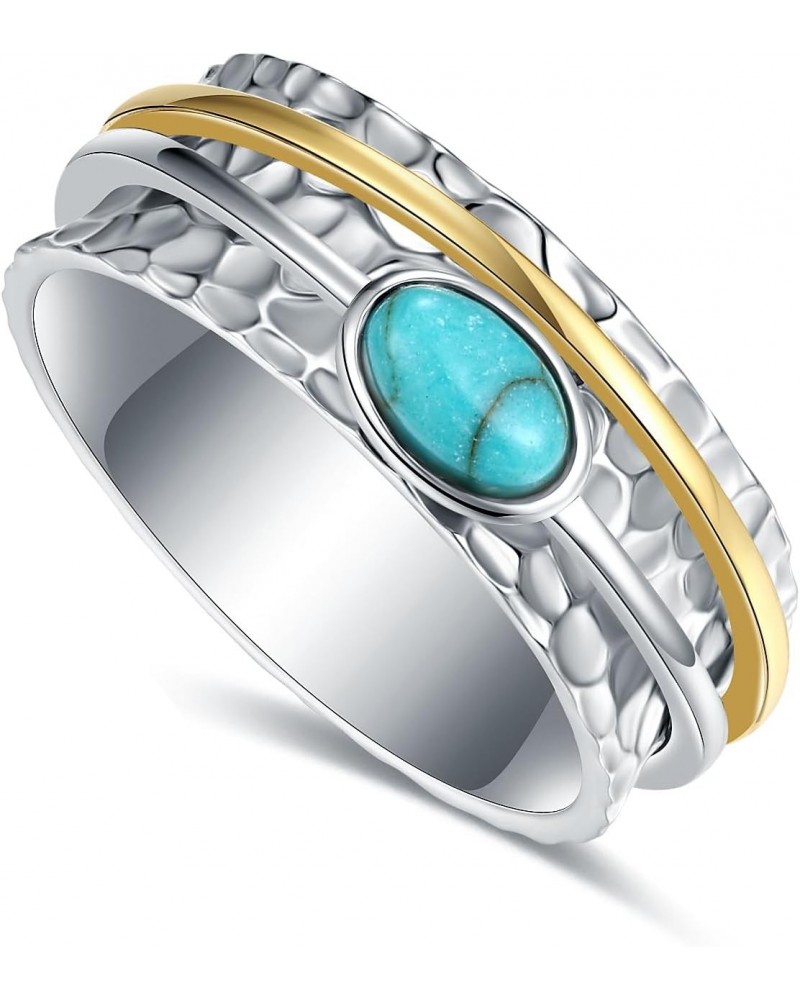 Spinner Ring Turquoise for Women - 925 Sterling Silver Turquoise Rings Meditation Spinner Ring Turquoise Spinner Jewelry Gift...