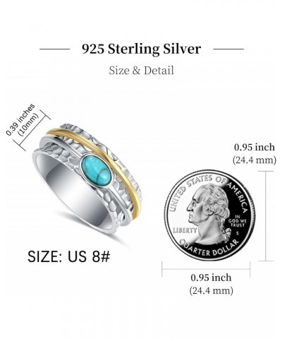 Spinner Ring Turquoise for Women - 925 Sterling Silver Turquoise Rings Meditation Spinner Ring Turquoise Spinner Jewelry Gift...