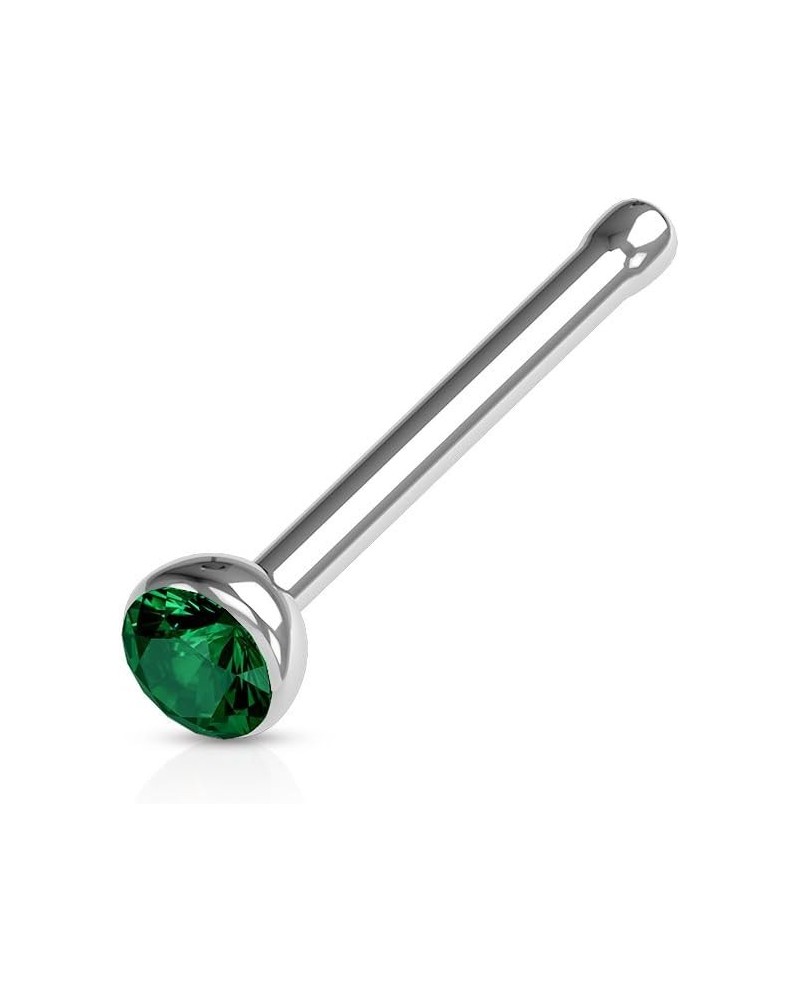 20 Gauge Half Ball Top Gem Set Nose Stud 316L Surgical Steel (CHOOSE COLOR) Emerald $6.63 Body Jewelry