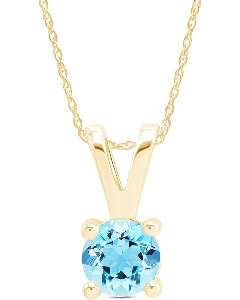 Jewel Zone US Simulated Aquamarine Solitaire Pendant Necklace 14k Gold Over Sterling Silver (1.25 Cttw) yellow-gold-plated-si...