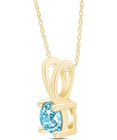 Jewel Zone US Simulated Aquamarine Solitaire Pendant Necklace 14k Gold Over Sterling Silver (1.25 Cttw) yellow-gold-plated-si...