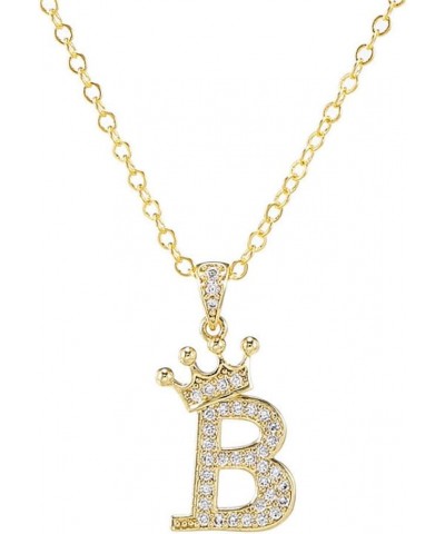 Crystal A-Z Initial Necklace 18K Gold Plated Rhinestone Queen Crown 26 Letter Necklace Personalized Monogram Name Necklace fo...