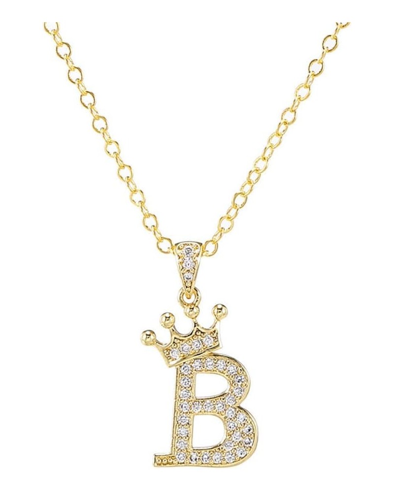 Crystal A-Z Initial Necklace 18K Gold Plated Rhinestone Queen Crown 26 Letter Necklace Personalized Monogram Name Necklace fo...