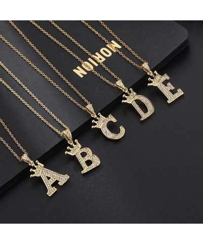 Crystal A-Z Initial Necklace 18K Gold Plated Rhinestone Queen Crown 26 Letter Necklace Personalized Monogram Name Necklace fo...