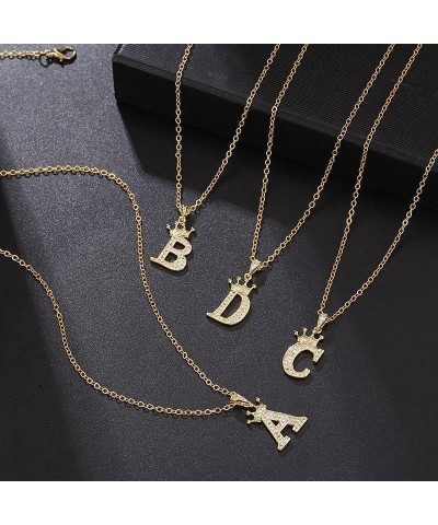 Crystal A-Z Initial Necklace 18K Gold Plated Rhinestone Queen Crown 26 Letter Necklace Personalized Monogram Name Necklace fo...