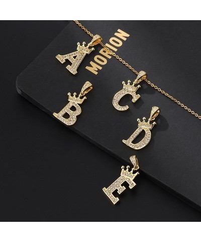 Crystal A-Z Initial Necklace 18K Gold Plated Rhinestone Queen Crown 26 Letter Necklace Personalized Monogram Name Necklace fo...