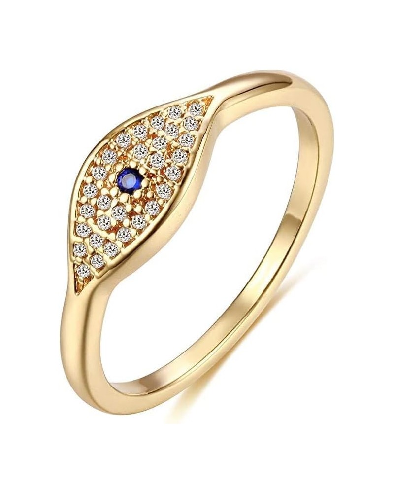 Gold Dainty Evil Eye Rings Mountain Ring Gold Evil Eye Ring for Women Cubic Zirconia 14K Gold Plated Minimalist Stack Thin Ba...