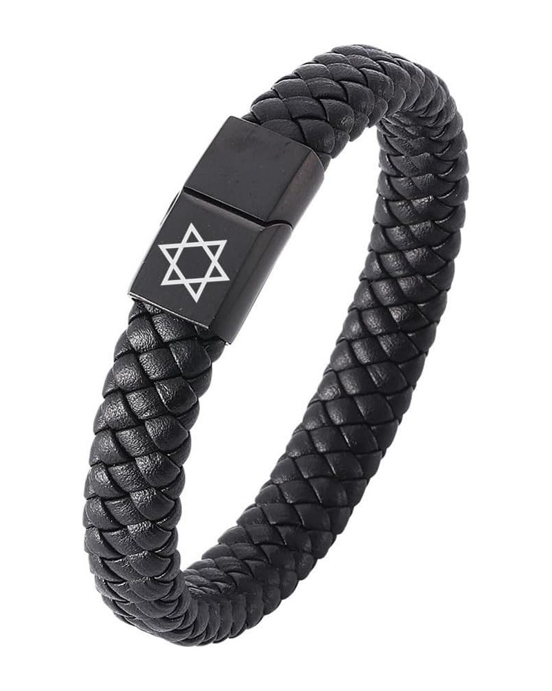 Star Of David Jewish Bracelet Religious Jerusalem Mogen David Star Leather Bracelet Women Men Judaica Hebrew Israel Faith Han...