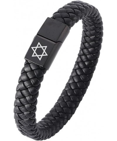 Star Of David Jewish Bracelet Religious Jerusalem Mogen David Star Leather Bracelet Women Men Judaica Hebrew Israel Faith Han...