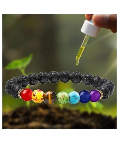 6PCS Chakra Bracelet for Women Men 8mm Healing Stones Crystal Beaded Bracelets Gift for Women Men (Lava) $7.00 Bracelets