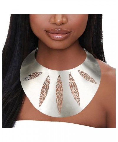 African Necklaces for Women Gold Choker Egyptian Leaf Hollowed-out Collar Costume jewelry Chunky Statement Necklace Earrings ...