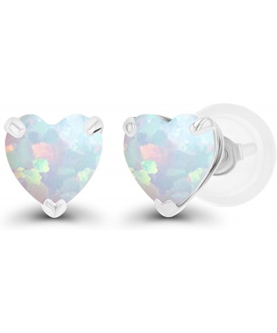 Solid 925 Sterling Silver Gold Plated 5mm Heart Genuine Birthstone Stud Earrings For Women | Natural or Created Hypoallergeni...