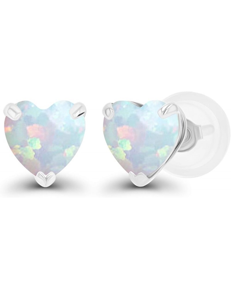 Solid 925 Sterling Silver Gold Plated 5mm Heart Genuine Birthstone Stud Earrings For Women | Natural or Created Hypoallergeni...