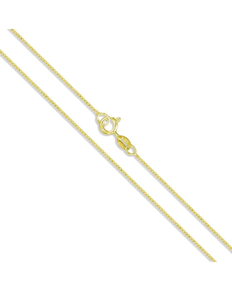 CHOOSE YOUR CLASP Sterling Silver 1mm Box Chain Necklace 22.0 Inches 22k Gold Plated $10.97 Necklaces