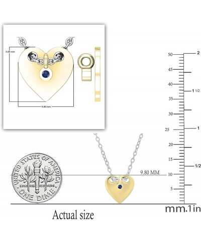 Ladies Front & Back Disc Charm Plain Heart with Hanging Round Diamond or Gemstone Pendant with 18 Inch Silver Chain | Availab...