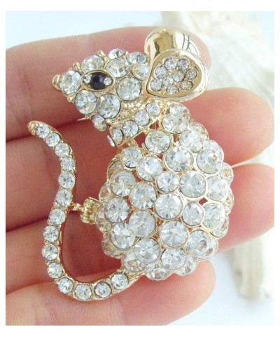 Sindary Austrian Crystal Animal 1.97" Mouse Rat Keychain Pendant K3276 Gold-tone Clear $10.97 Pendants