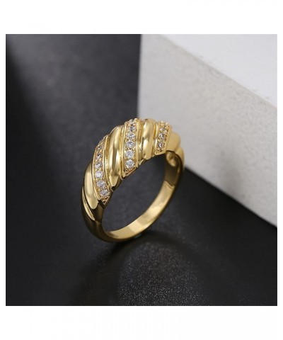 18k Gold Plated Star Croissant Braided Twisted Signet Chunky Dome Ring Stacking Band for Women Jewelry Minimalist Statement R...