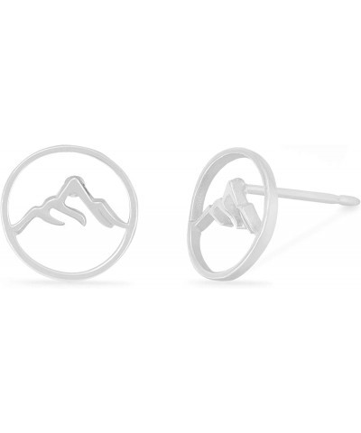 Jewelry Sterling Silver Circle Mountain Peak Stud Earrings $10.92 Earrings