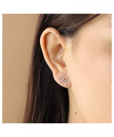 Jewelry Sterling Silver Circle Mountain Peak Stud Earrings $10.92 Earrings