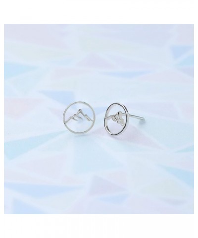 Jewelry Sterling Silver Circle Mountain Peak Stud Earrings $10.92 Earrings