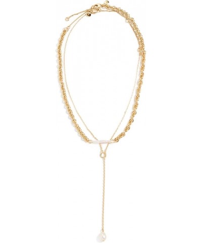 Women's Two-Pack Casted Pearl Necklace Set Pale Gold $13.52 Necklaces