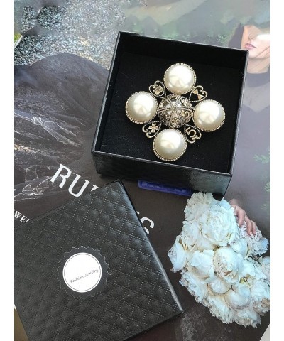 designer faux imitation pearl statement brooch pin for women Gold five $11.97 Brooches & Pins