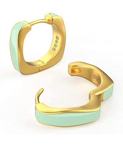 14K Gold Plated Enamel Huggie Hoop Earrings for Women - Matte And Glossy Chunky Neon Colorful Small Huggie Earrings Thick Tre...